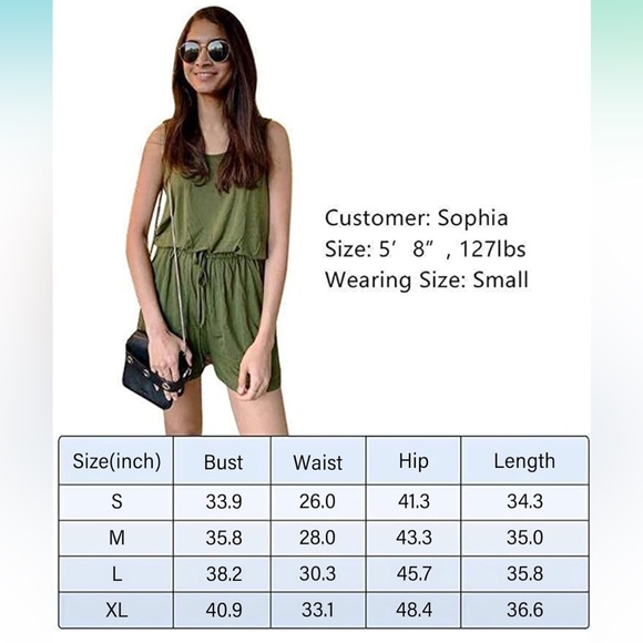 REORIA Womens Basic Summer Scoop Neck Sleeveless Tank Top Short Romper NEW - Picture 7 of 8